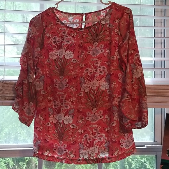 Lauren Conrad Floral Frill Blouse - Picture 1 of 5